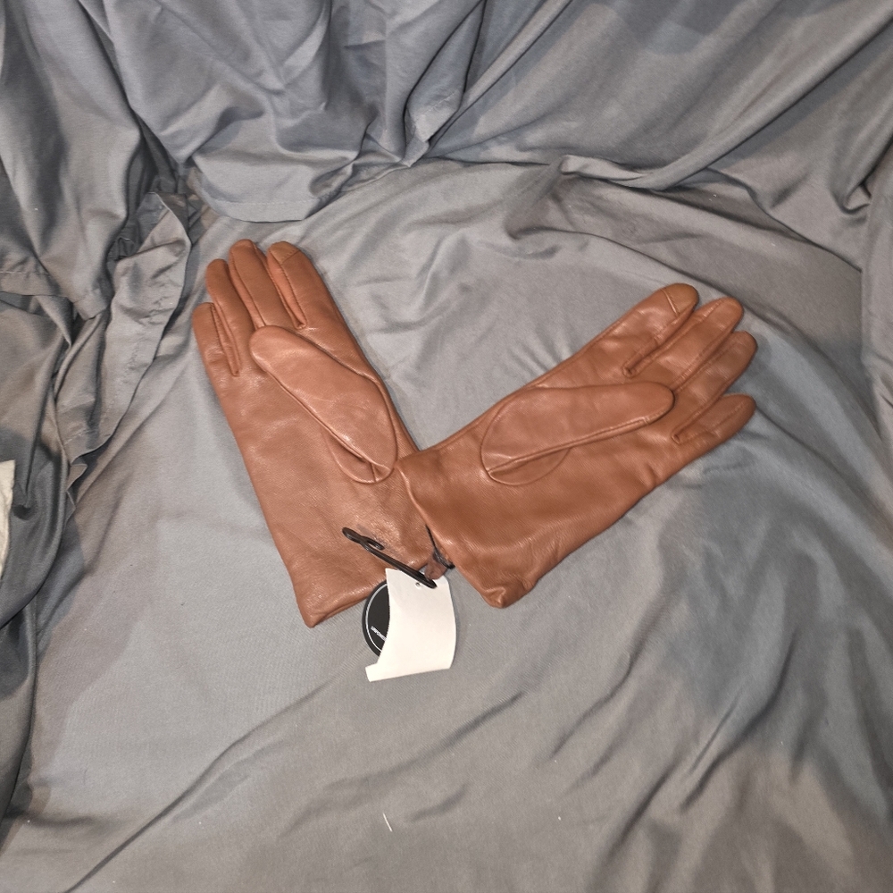 Saks Fifth Avenue Brown Leather Gloves